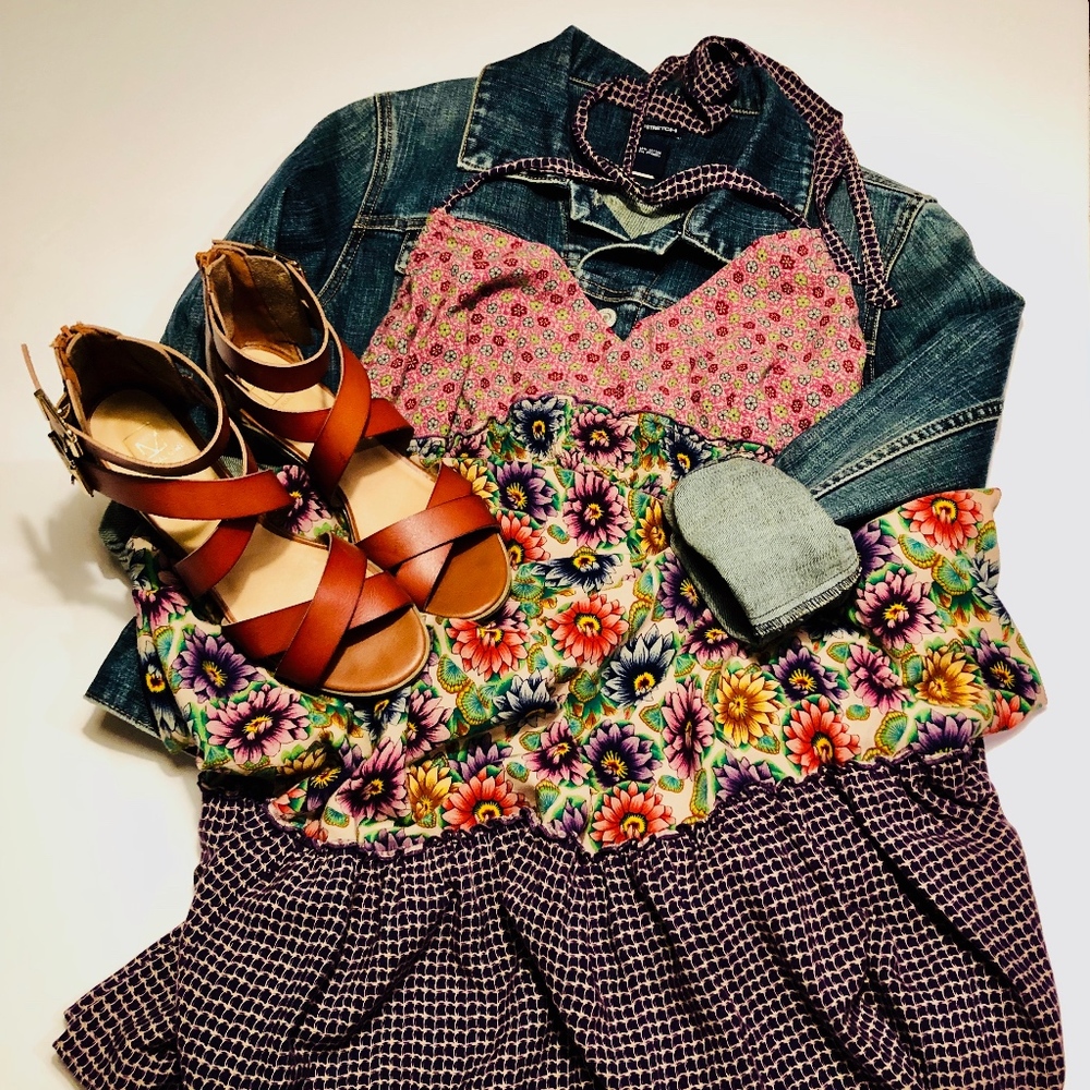 Lucky Brand purple floral empire midi sundress